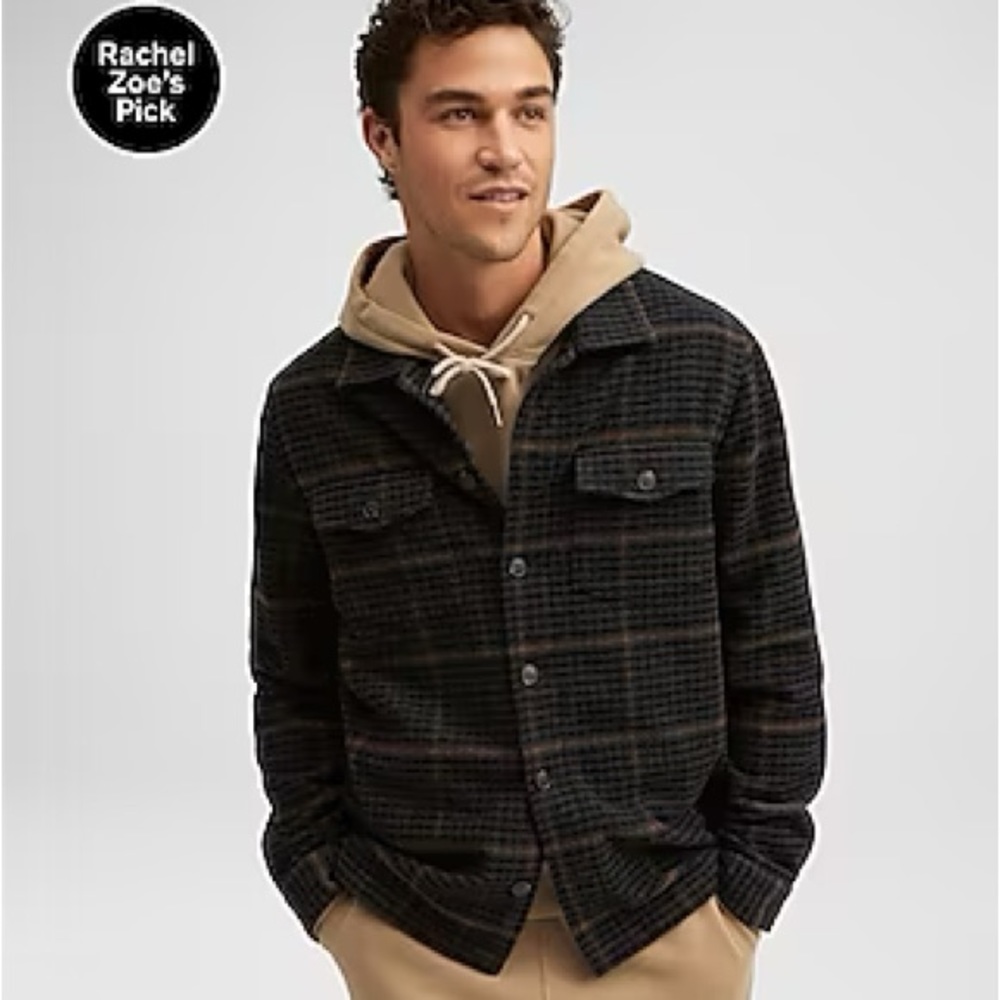 Express Houndstooth Wool-Blend Shirt Jacket